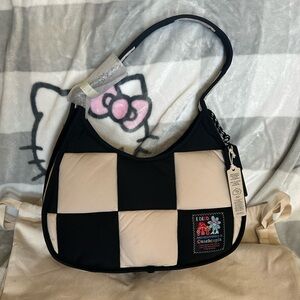 Black and Cream Checkered Coachtopia Purse